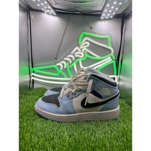 Nike Air Jordan 1 Mid GS Ice Blue University Blue‎ Black- Size 3.5Y 555112-401